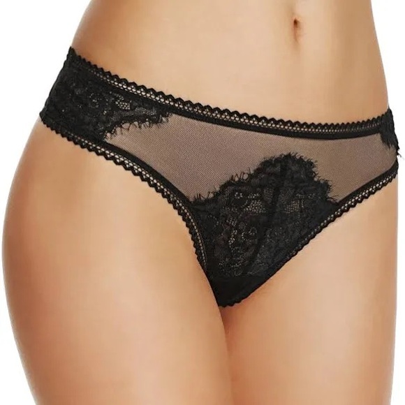 Thistle and Spire Mirage Thong Panty Eyelash Lacy Black XL(14-16) NWT - Picture 1 of 6